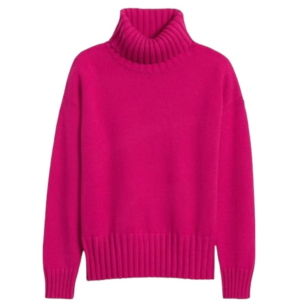 Banana Republic Pink Ribbed Chunky Knit Turtleneck Sweater Thick Warm Soft Small